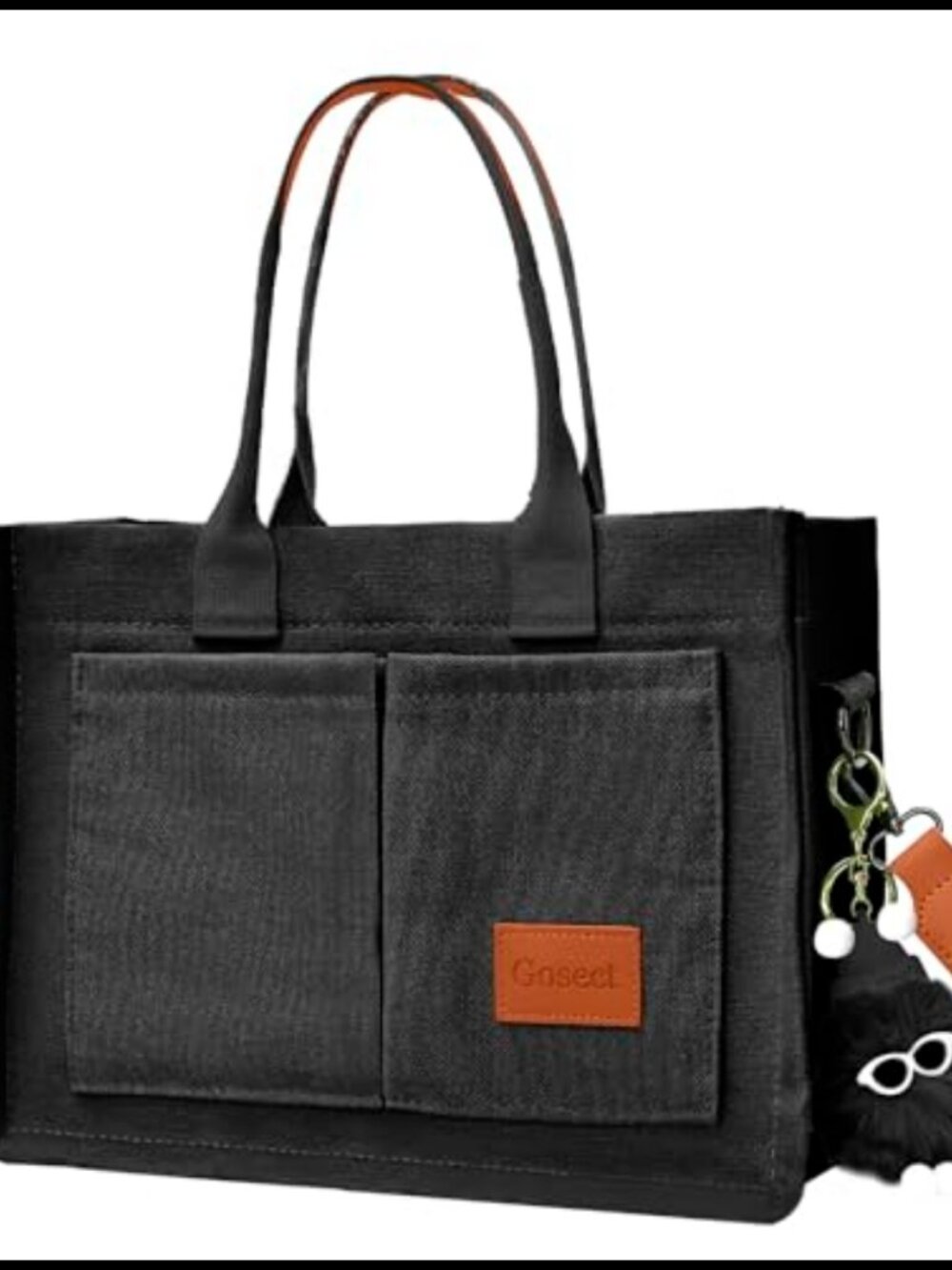 Canvas Tote Bag Multi-Pocket Convertible Crossbody Laptop Work Travel